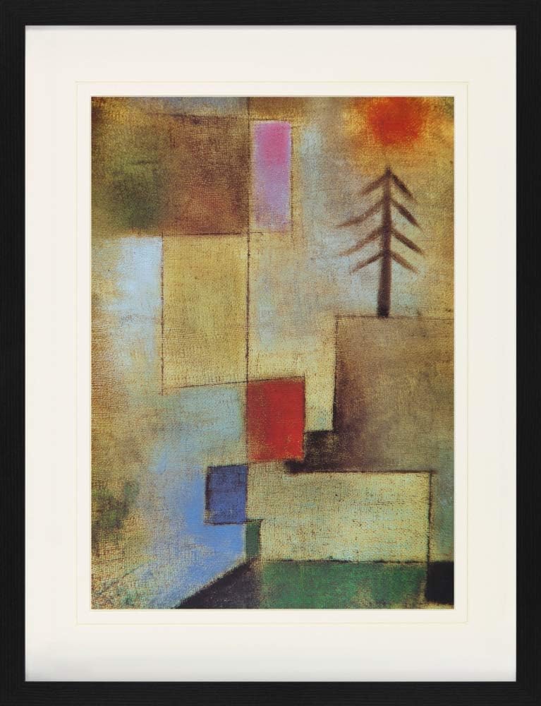 1art1 Paul Klee Poster Kleines Tannenbild, 1922 Gerahmtes Bild Mit Edlem Passepartout | Wand-Bilder