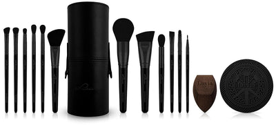 Make-up Pinselset Luvia, Prime Vegan Pro - Schwarz & Rosegold & Luvia Beauty Blender Schwamm - Make-