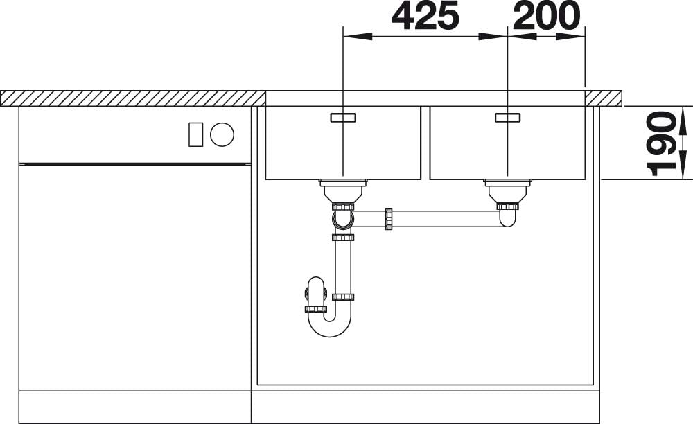 BLANCO ANDANO 400/400-U | Edelstahl | Einbauart: Unterbau | ohne Ablauffernbedienung | 90er Untersch