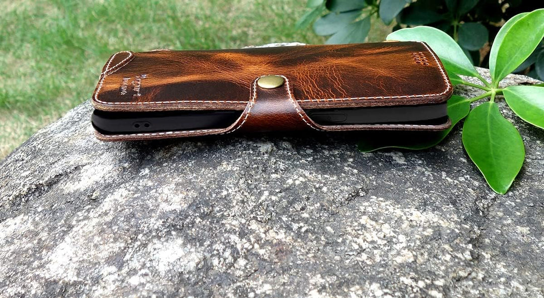 Yogurt Lederhülle für iPhone 14 Pro, Hülle Ledertasche Echtleder Case Handyhülle für iPhone 14 Pro,