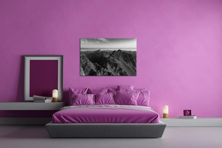 deyoli Die Japanischen Alpen Effekt: Schwarz&Weiss Format: 80x60 als Leinwandbild, Motiv fertig gera