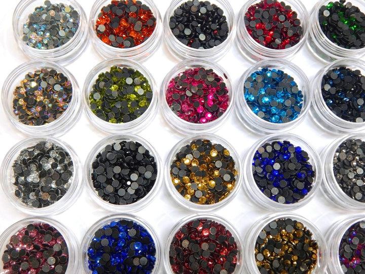 10000 Stück, Hotfix Strasssteine, zum Aufbügeln, AAA Qualität, 20 Farben Set mit Sortierbox, Glitzer