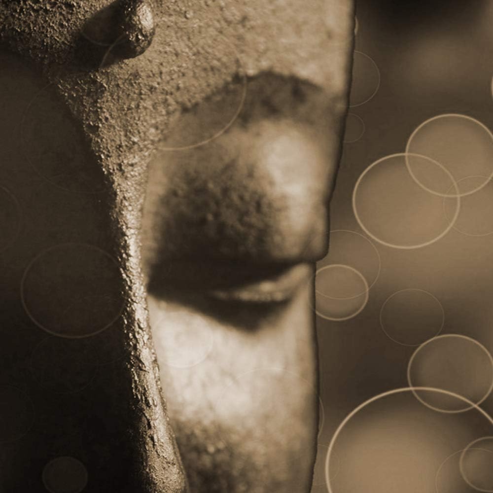 Feeby Leinwandbild Buddha 5 TLG Bild Kunstdruck Abstrakt Zen Meditation Sepia 100x70 cm Leinwandbild