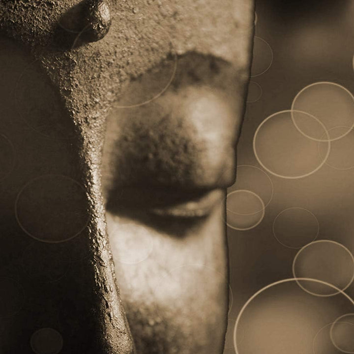 Feeby Leinwandbild Buddha 5 TLG Bild Kunstdruck Abstrakt Zen Meditation Sepia 100x70 cm Leinwandbild