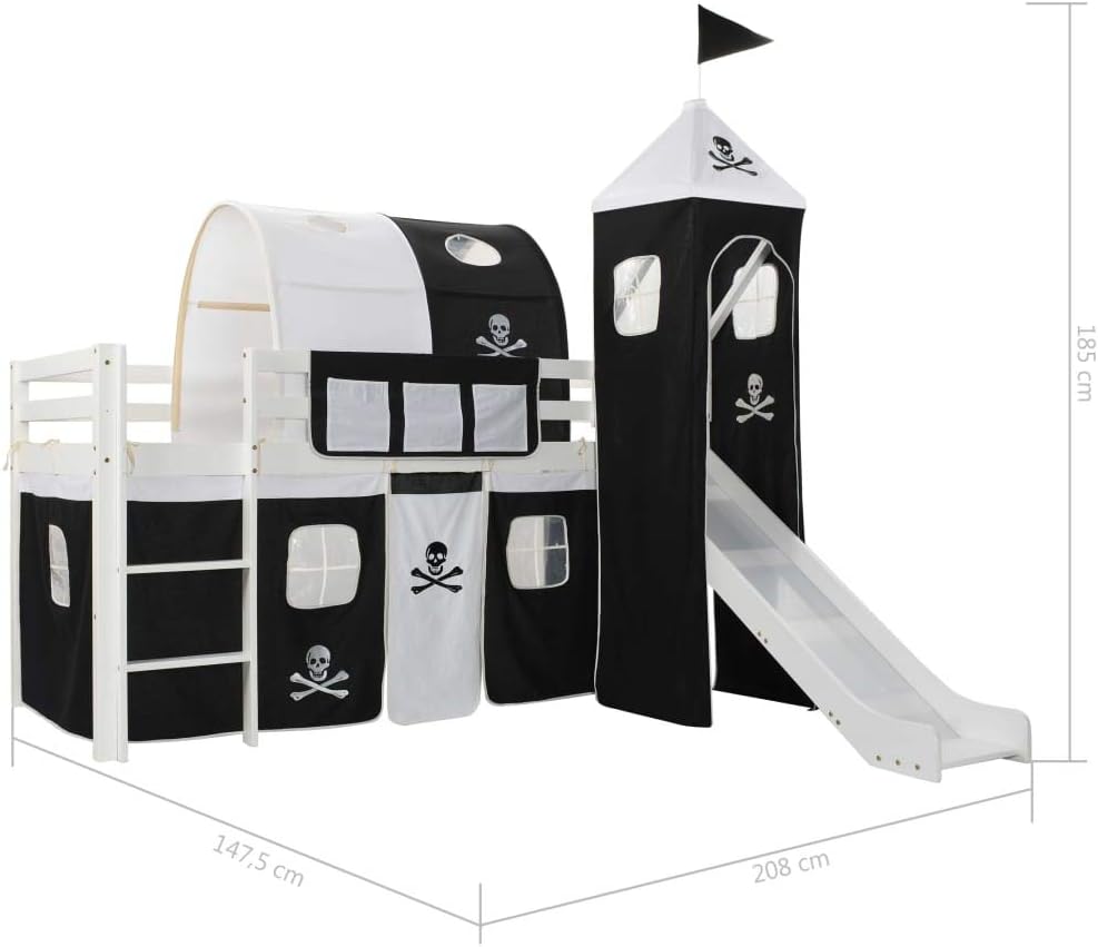 Tidyard Hochbett Kinder mit Rutsche Leiter Hausbett 90x200 cm Kinderhochbett Spielbett Kinderbett Ei