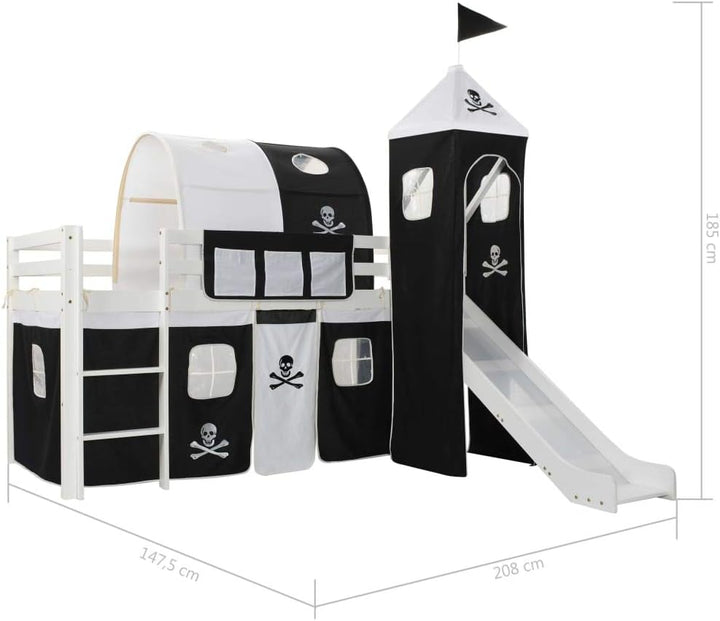 Tidyard Hochbett Kinder mit Rutsche Leiter Hausbett 90x200 cm Kinderhochbett Spielbett Kinderbett Ei