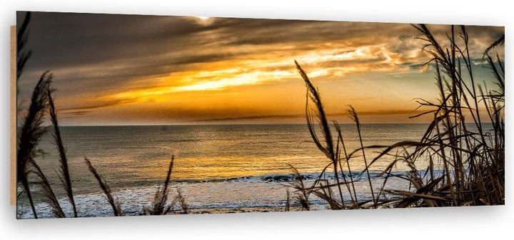 Wanddeko Meer Kunst modern Bilder Landschaft Orange 120x40 cm Deko Paneel 120x40 cm Orange_b, Deko P