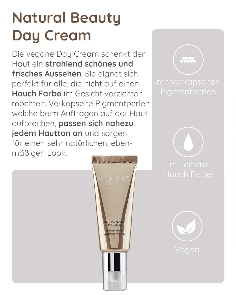 Malu Wilz Natural Beauty Day Cream 40ml I Erfrischende Skincare Gesichtspflege-Creme mit Glycerin &