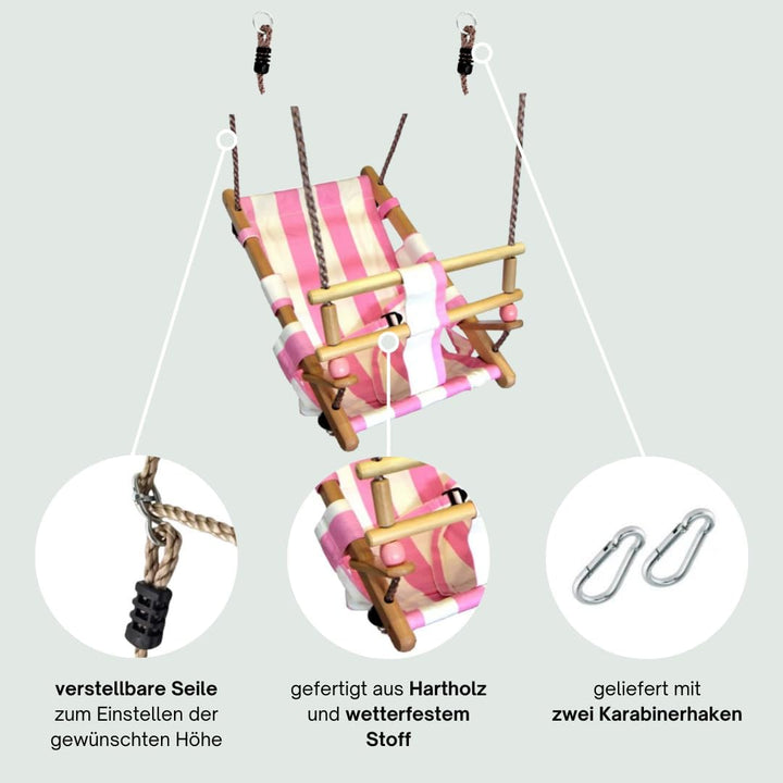 h2i Babyschaukel mit Haltegurt | Kinderschaukel aus wetterfestem Stoff | Kleinkindschaukel für Indoo