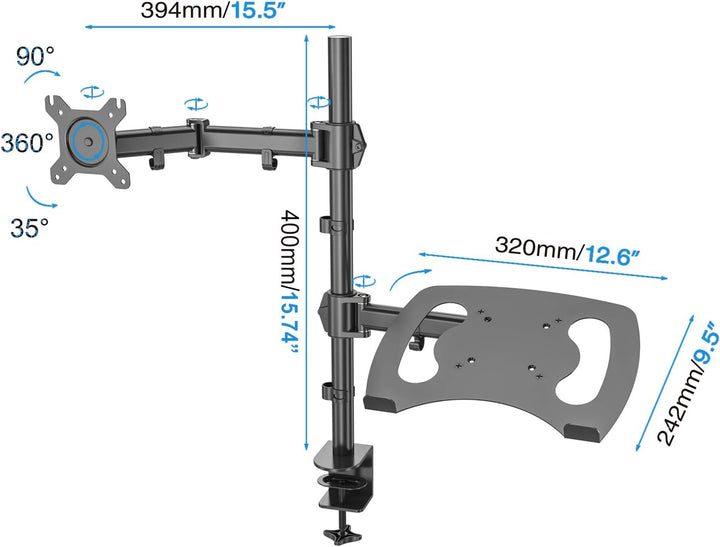 HFTEK - HF282LM - Monitor Halter Tischhalterung für Bildschirme von 13 bis 27 Zoll mit VESA 75/100 -