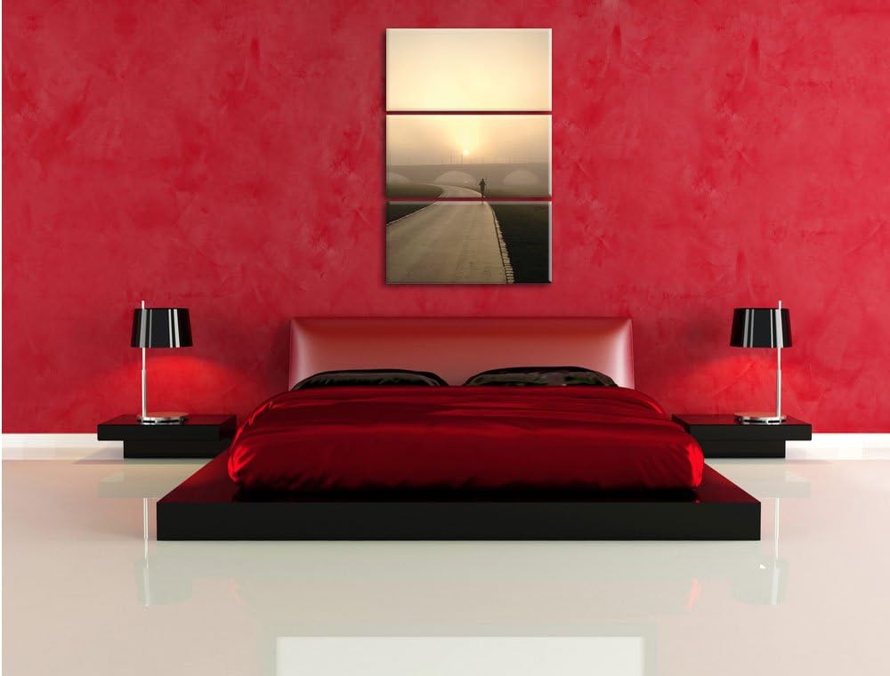 Pixxprint Läufer im Morgengrauen als Leinwandbild/Grösse: 3 Teilig (120x80) cm/Wandbild/Kunstdruck/f
