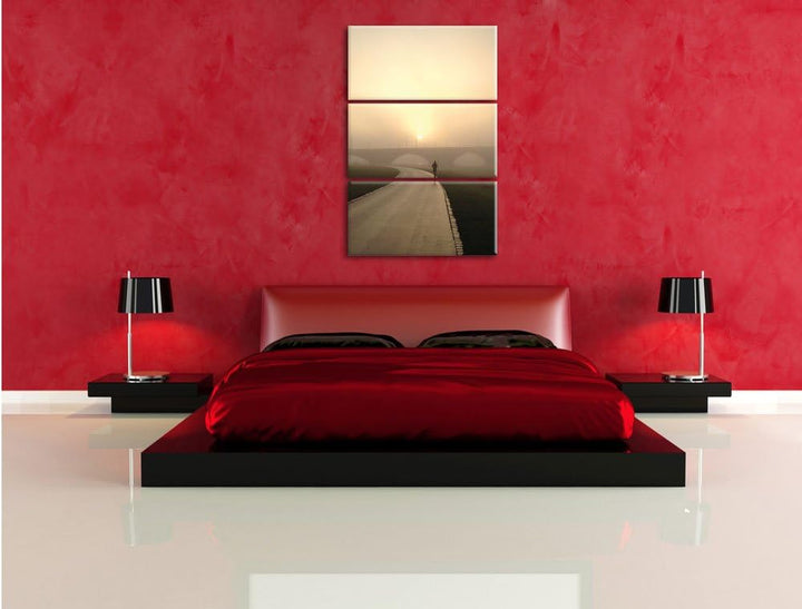 Pixxprint Läufer im Morgengrauen als Leinwandbild/Grösse: 3 Teilig (120x80) cm/Wandbild/Kunstdruck/f