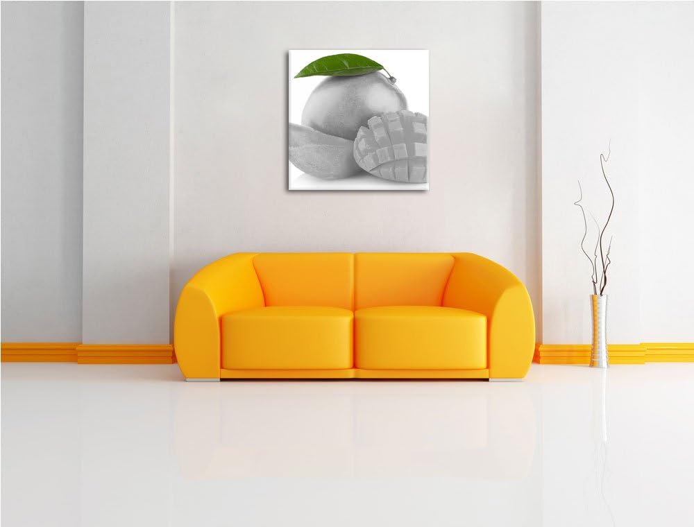 Pixxprint saftige aufgeschnittene Mango als Leinwandbild/Grösse: 70x70 cm/Wandbild/Kunstdruck/fertig