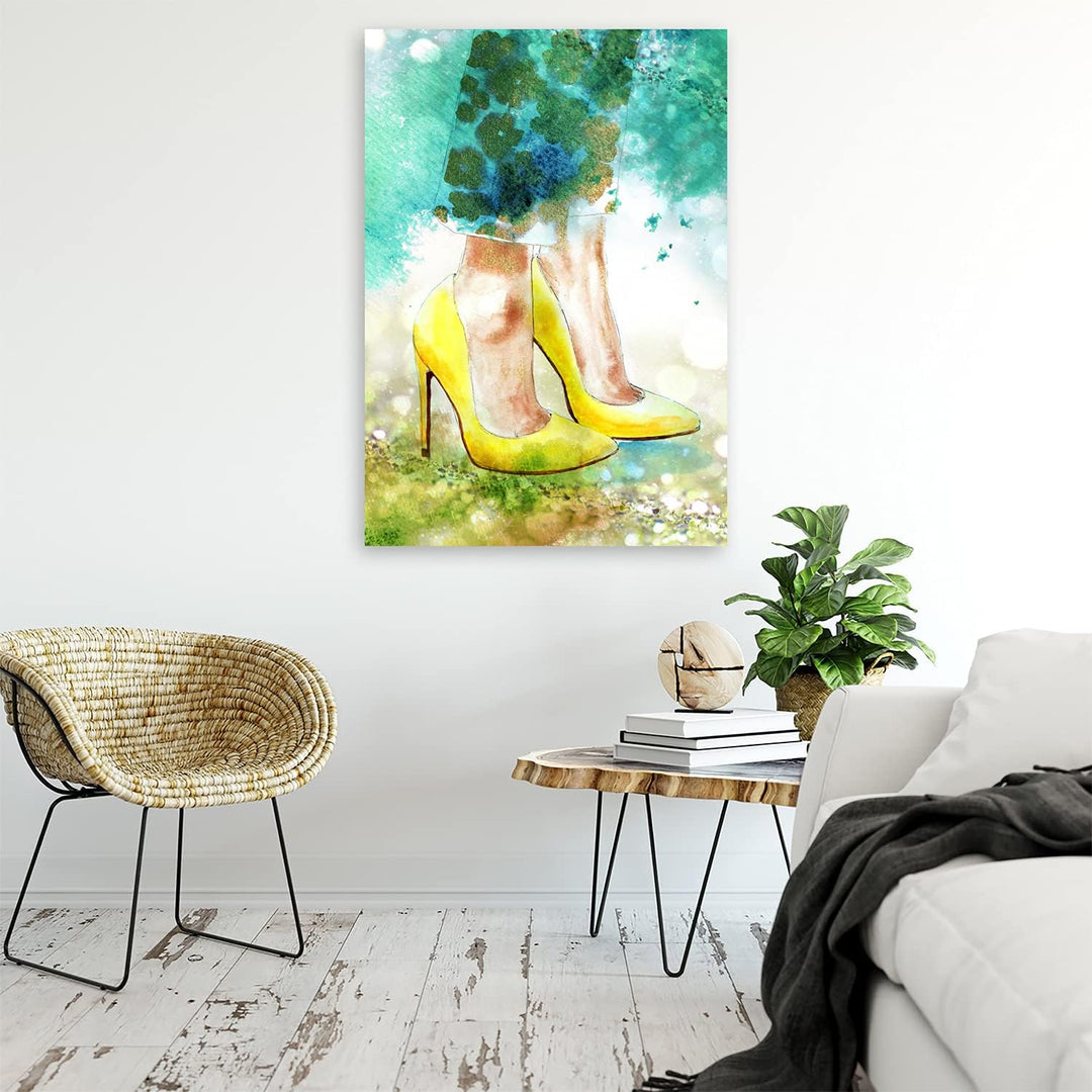 Feeby Vlies Leinwandbild XXL Skizze Aquarell Mode Glamour 80x120 cm Wandbild Kunst Bilder Schlafzimm