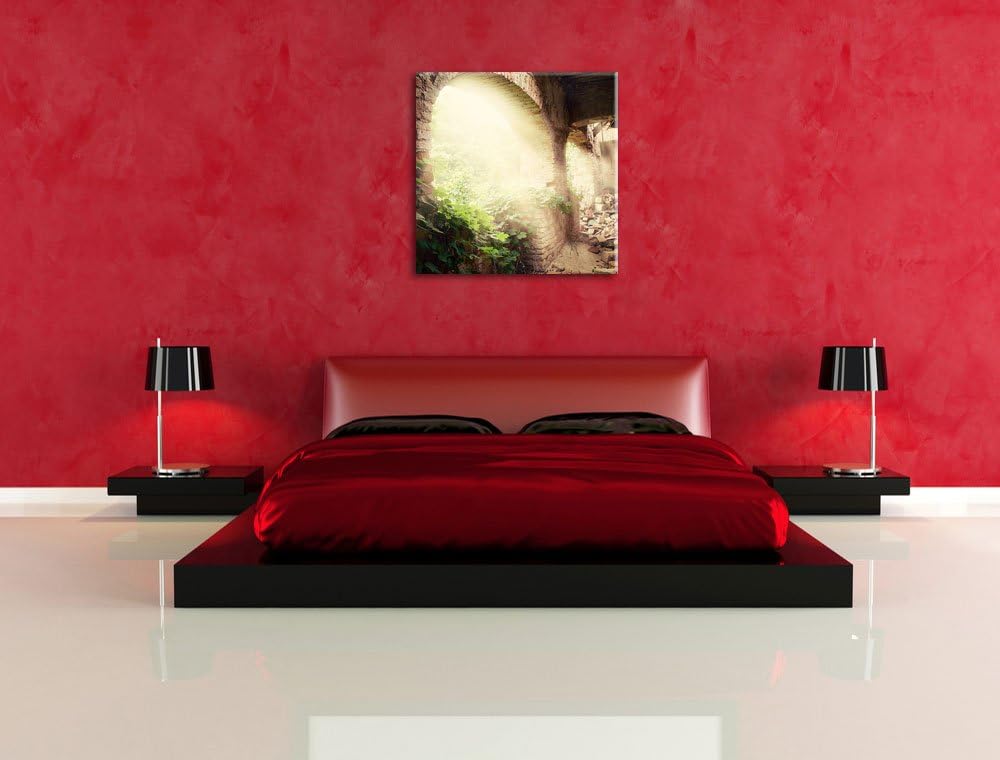 Pixxprint Alte Ruine, Format: 70x70 auf Leinwand, XXL riesige Bilder fertig gerahmt mit Keilrahmen,
