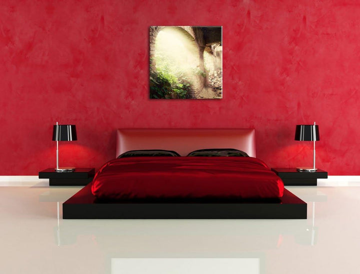 Pixxprint Alte Ruine, Format: 70x70 auf Leinwand, XXL riesige Bilder fertig gerahmt mit Keilrahmen,
