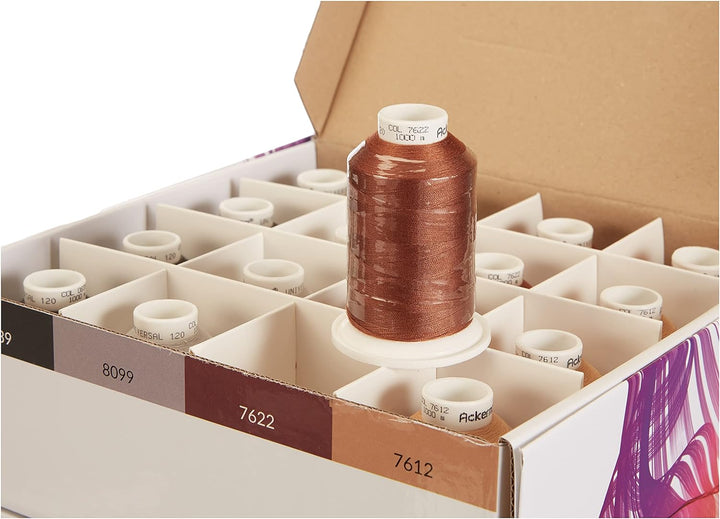 Ackermann Overlock Nähgarn-Box Universal Nähgarn, Stärke 120, 64x 1.000m (Kone) Sortiment, Farbenmix