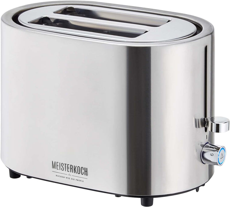 MEISTERKOCH Toaster 2 Scheiben mit Brötchenaufsatz | 6 Bräunungsstufen mit Bräunungskontrolle, Krüme