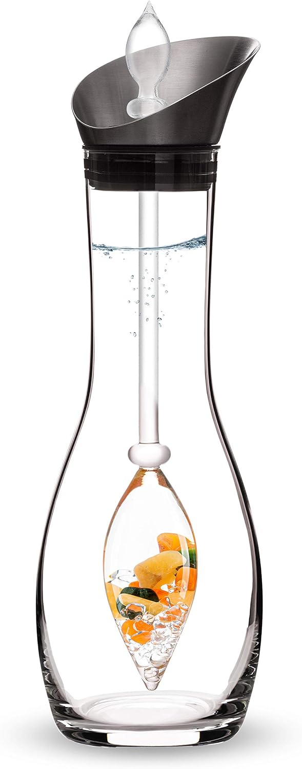 VitaJuwel HAPPINESS Edelsteinwasserset für Zuhause (Karaffe Era & Phiole) mit Jade, Orangencalzit, K