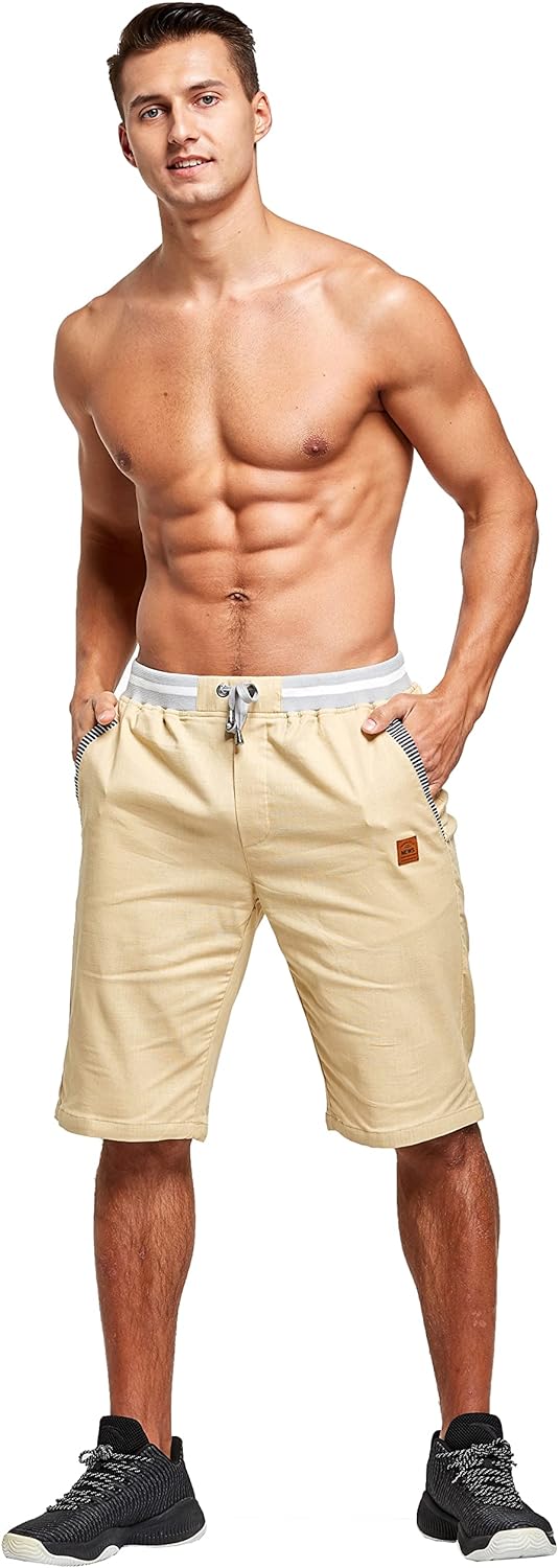 Tansozer Herren-Shorts, Herren, Baumwolle, Sommer-Shorts mit Taschen für Herren XXL Kaki, XXL Kaki