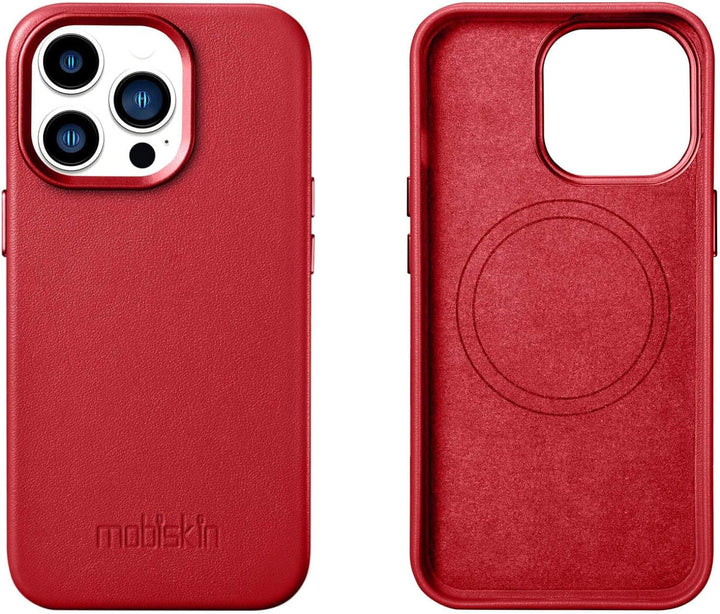 Mobiskin Hülle kompatibel mit Apple iPhone 14 PRO (6,1 Zoll), Handyhülle mit echtem Leder, Case, Sch