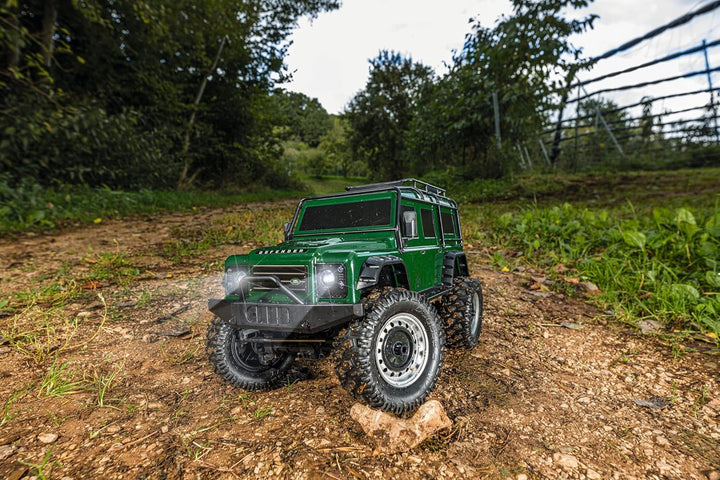 Carson Modellsport 500404236 1:8 Land Rover Defender 100% RTR British grün - Ferngesteuertes Auto, R