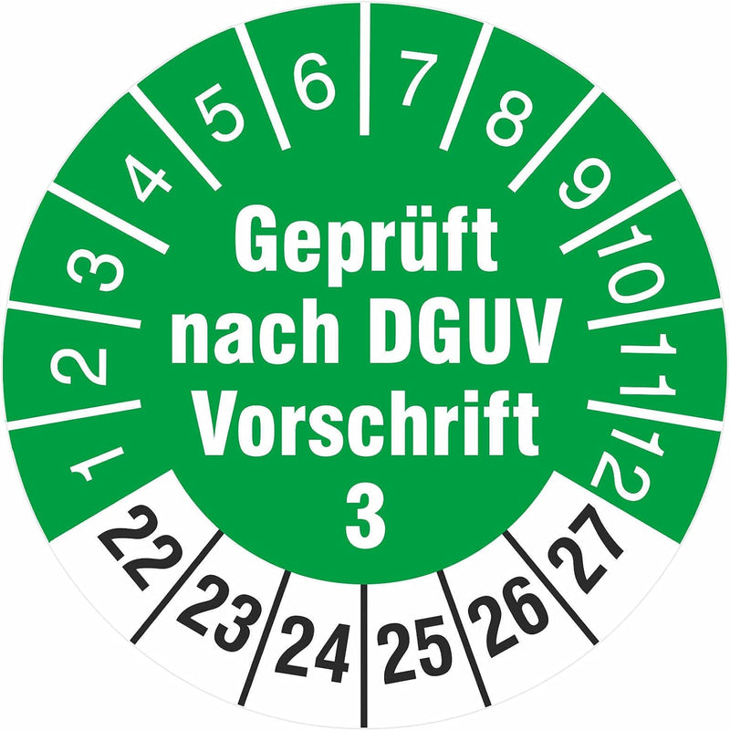 2500 Stück geprüft nach DGUV Vorschrift 3 Prüfetiketten/Prüfplaketten 30 mm rund 2018-23 2500 30mm D