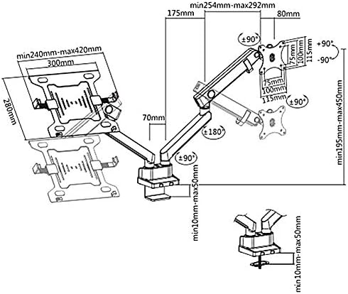 Maclean MC-813 Monitorhalter mit Gasfeder Laptop Halterung Tischhalterung Monitorarm Monitorständer