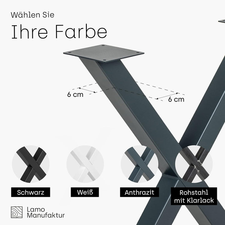 LAMO Manufaktur Tischbeine für Esstisch | Schreibtisch, Mark Light | Vierkantprofil 60x60 mm, Tischg