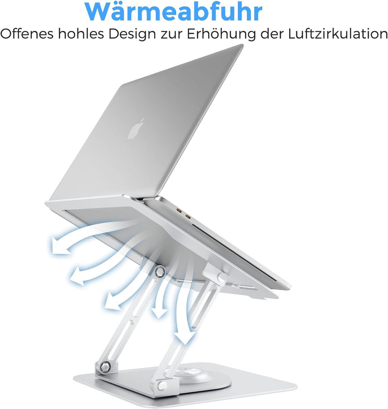 Epherie Laptop Ständer mit 360° drehbarem rundem Basis, Höhenverstellbarer ergonomischer Laptopständ