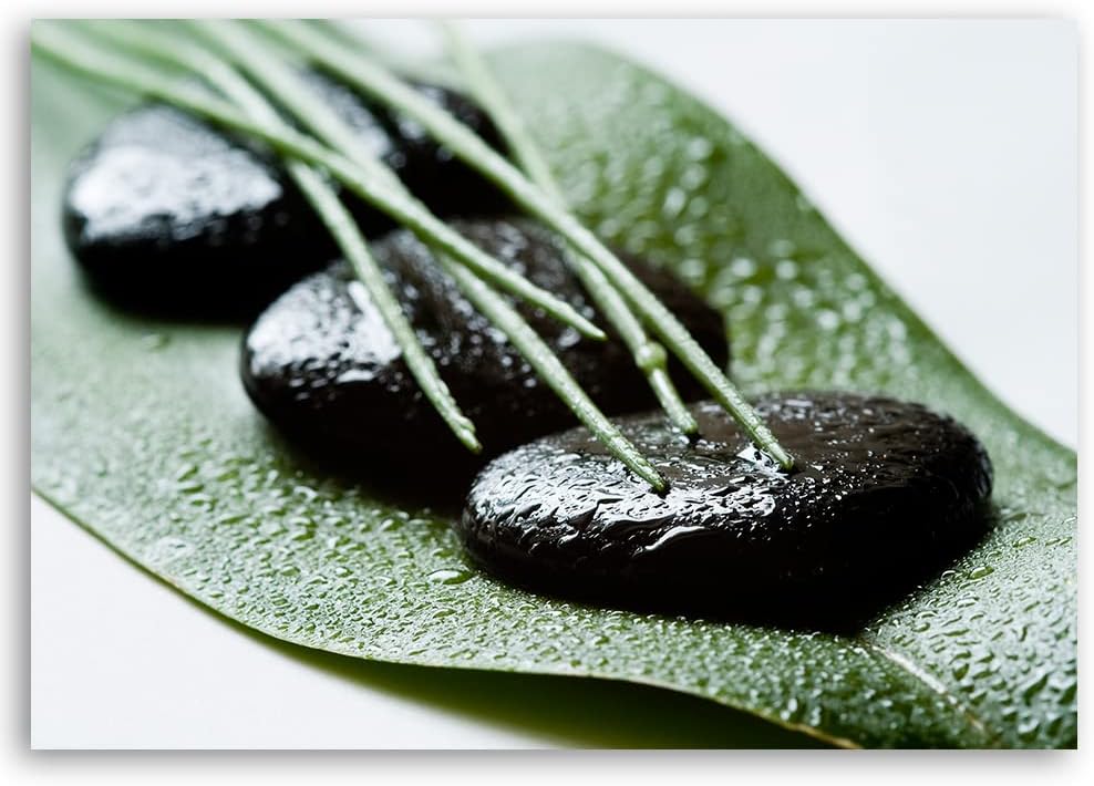 Feeby Vlies Leinwandbild XXL Spa Zen Steine Bambus 120x80 cm Wandbild Kunst Bilder Schlafzimmer Deko