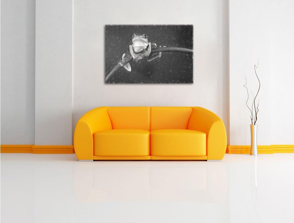 Pixxprint Baum-Frosch auf Bambus Kunst als Leinwandbild/Grösse: 100x70 / Wandbild/Kunstdruck/fertig