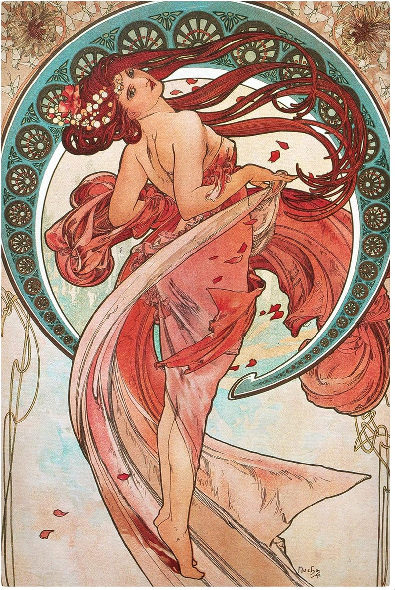 Bilderwelten Leinwandbild - Alfons Mucha - Vier Künste - Der Tanz - Hochformat, 90 x 60 cm 90cm x 60