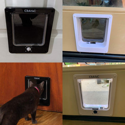 CEESC Grosse Katzenklappe, magnetische Haustiertür mit 4-Wege-Drehverschluss für kleine Hunde und Ka