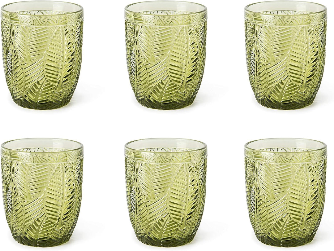 Excelsa Leaf Set 6 Gläser Wasser, Glas, Grün