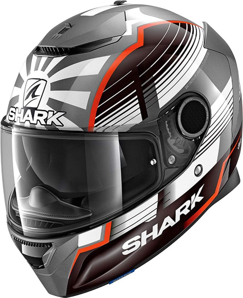SHARK Herren NC Motorrad Helm, Grau/Rot, L L Grau/Rot, L Grau/Rot