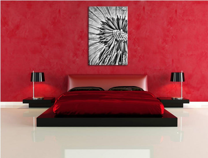 Pixxprint Monocrome, Vertrocknete Pusteblume, Format: 100x70 auf Leinwand, 100x70