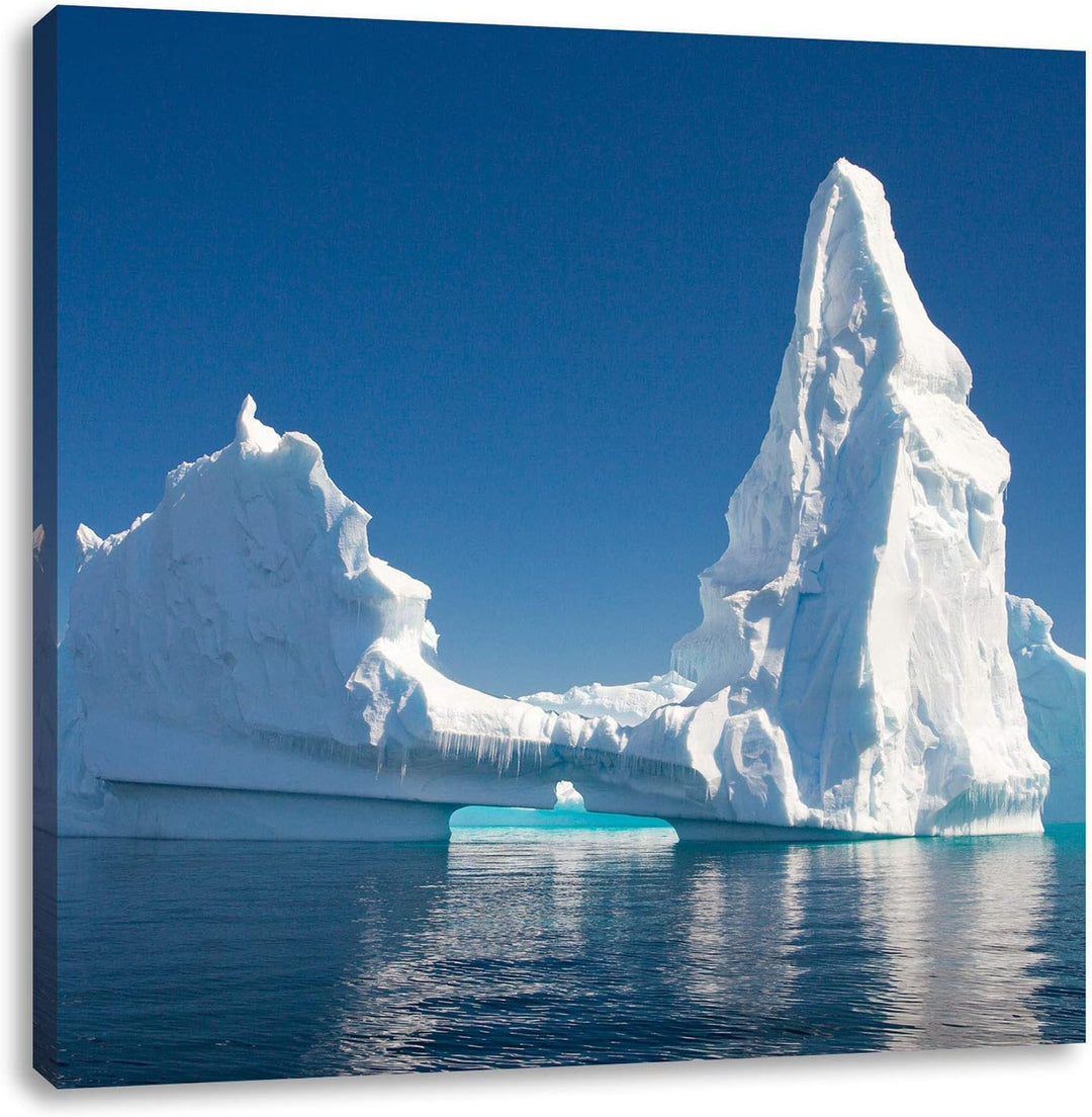 Pixxprint Riesiger kunstvoller Eisberg, Format: 70x70 auf Leinwand, 70x70