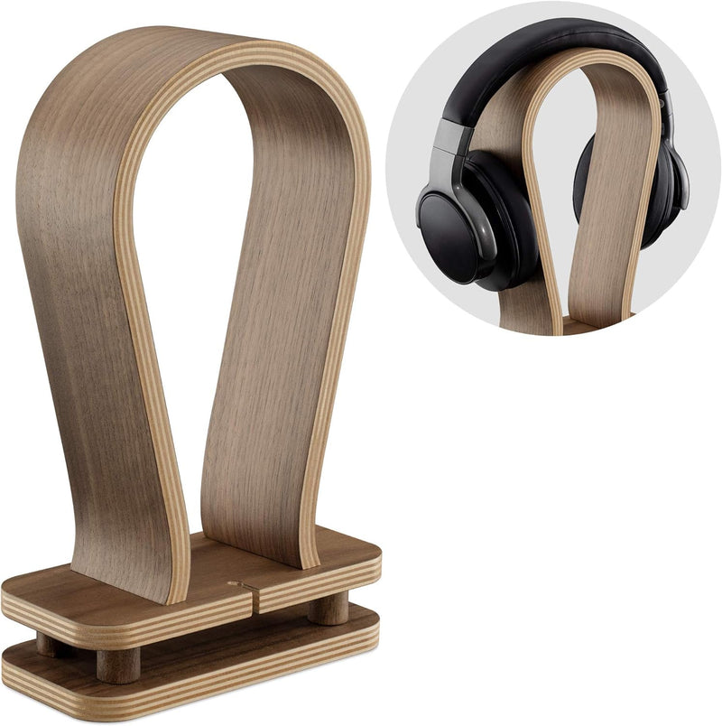 Navaris Universal Holz Kopfhörerhalter mit Kabelhalterung - Kopfhörer Halter Headset Halterung - Kop