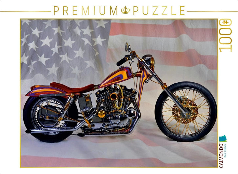 CALVENDO Puzzle Harley Classic Chopper 1000 Teile Lege-Grösse 64 x 48 cm Foto-Puzzle Bild von Ingo L