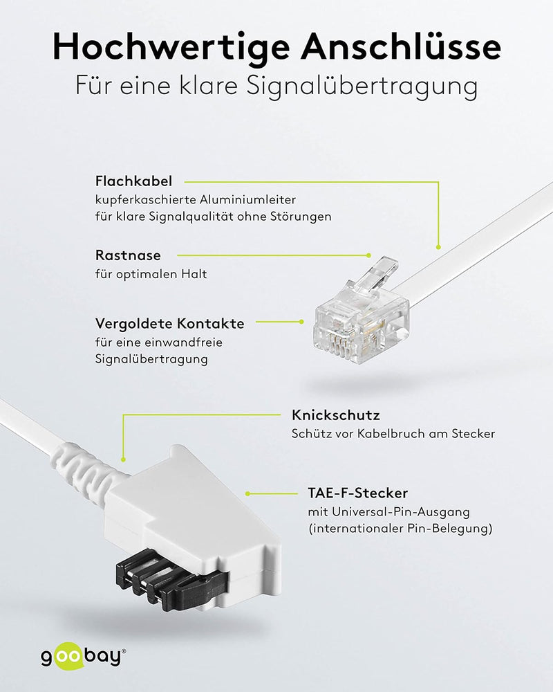 Panasonic KX-TGK210 DECT-Telefon Anrufer-Identifikation Weiss & goobay TAE Anschluss-Kabel (TAE-F St