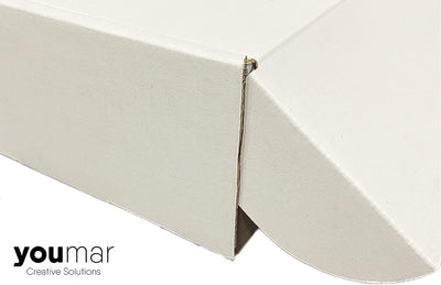 Youmar Solutions – Packung mit 25 Schachteln aus Karton (Grösse M), Weiss M (25x18x8cm), M (25x18x8c