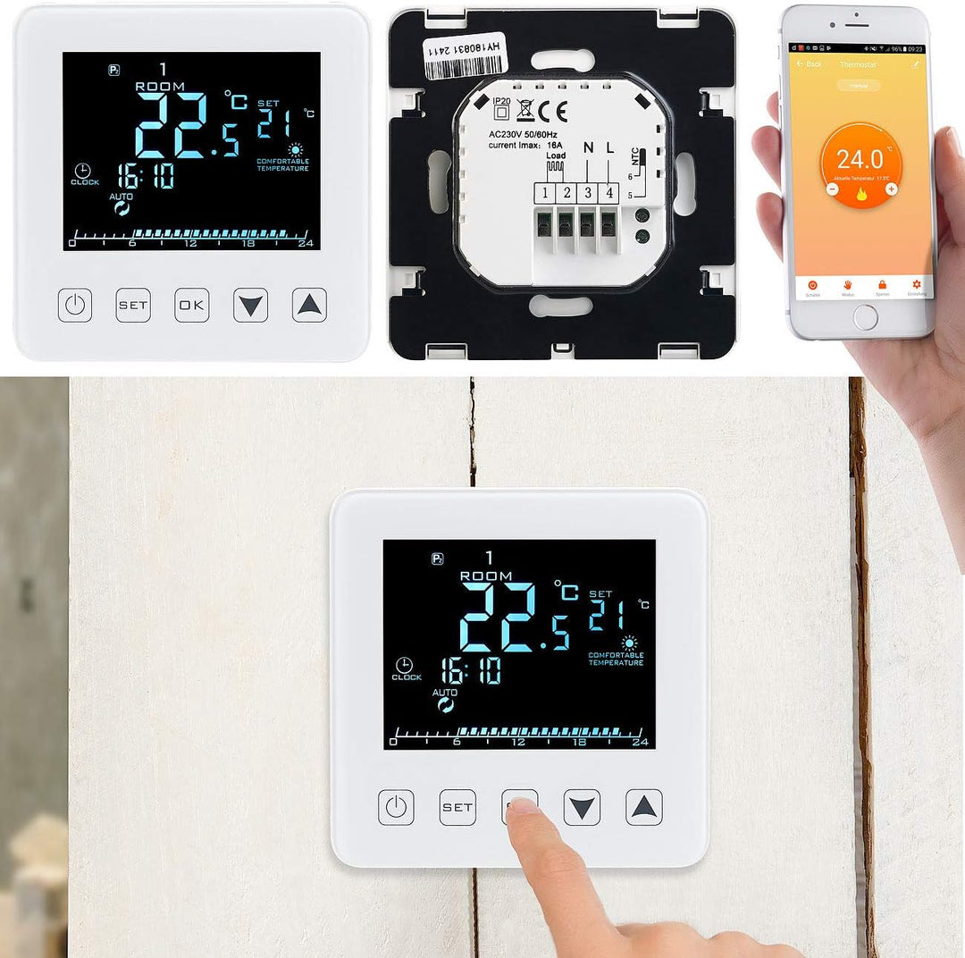 revolt Raumthermostat WLAN: WLAN-Thermostat für Fussbodenheizungen, für Siri, Alexa & GA (WiFi Therm