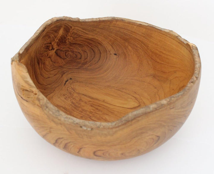 Windalf Rustikale Teakschale NAMIA Ø 20 cm Naturschale Obstschale Handarbeit aus Wurzelholz