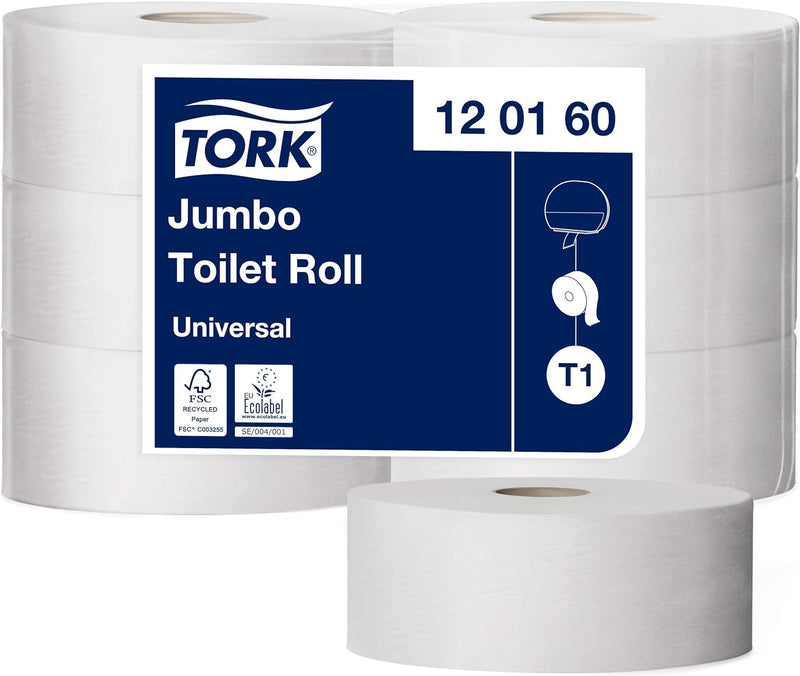 Tork 120160 Jumbo Toilettenpapier in Universal Qualität für das Tork T1 Jumbo Toilettenpapiersystem