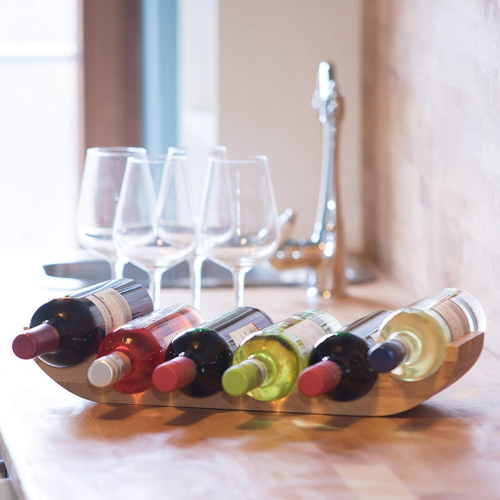 Relaxdays Weinregal aus Bambus, für 6 handelsübliche Flaschen, originelles Design, liegend, HBT: ca.