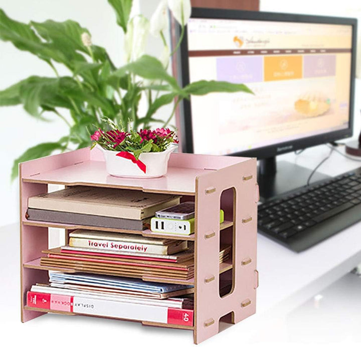 Dokumentenablage Holz, Schreibtisch Organizer Briefablage Ablagefächer Stapelbar Bürobedarf Papierab