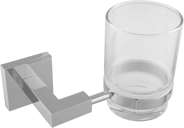 PaulGurkes Zahnputzbecher aus Glas mit Wandhalter eckig Modern