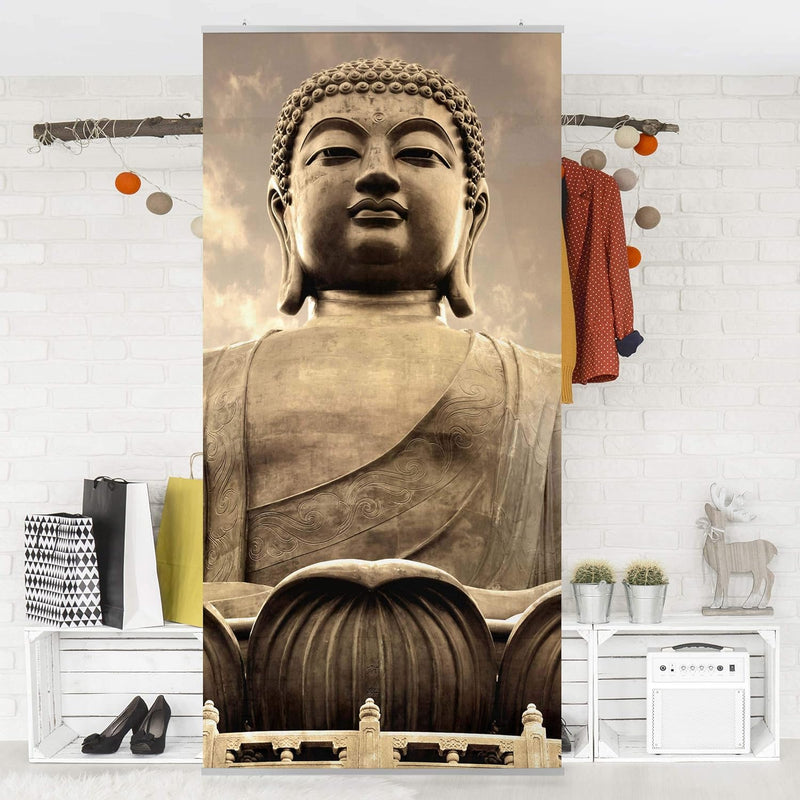 Bilderwelten Raumteiler Grosser Buddha Sepia 250x120cm inkl. transparenter Halterung, inkl. transpar