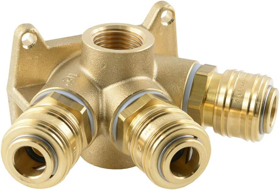 Fittingteile - Wanddose Druckluftverteiler mit 3x Druckluftkupplung NW 7,2 - G 1/2", G 1/2"